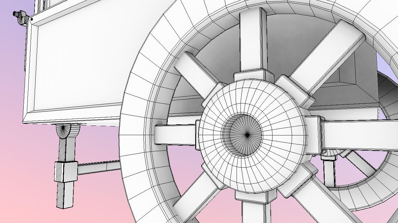 Wooden street food cart model with textures and UVs 3D model_4