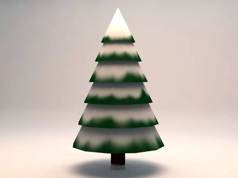 Large Snowy Pine Tree Low Poly Game Model Low-poly 3D model_0