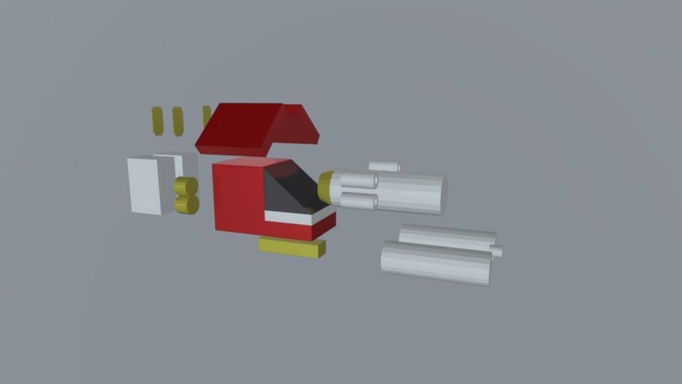 Toy Spaceship Low-poly 3D model_3