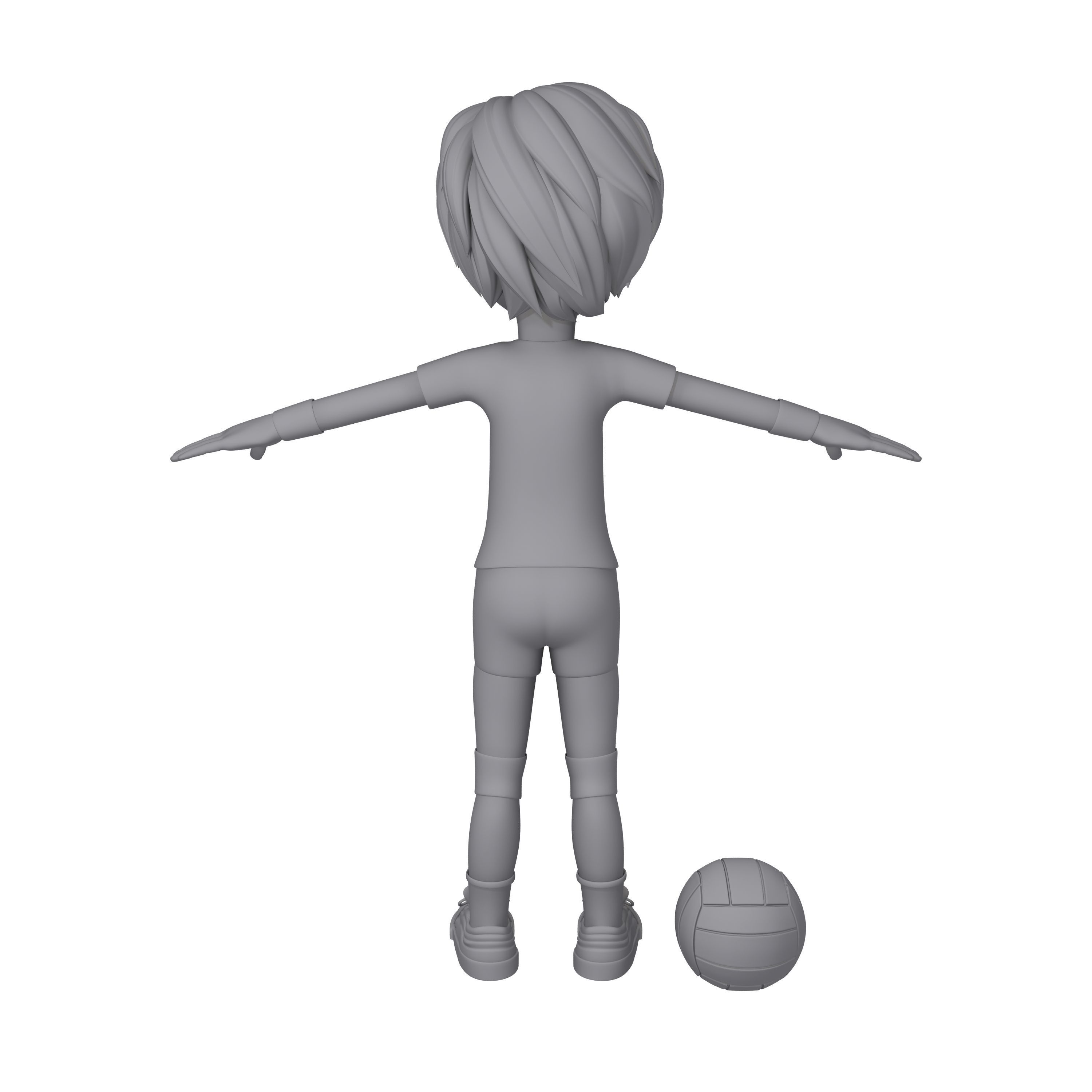 Volleyball Player Cartoon 3D model_10