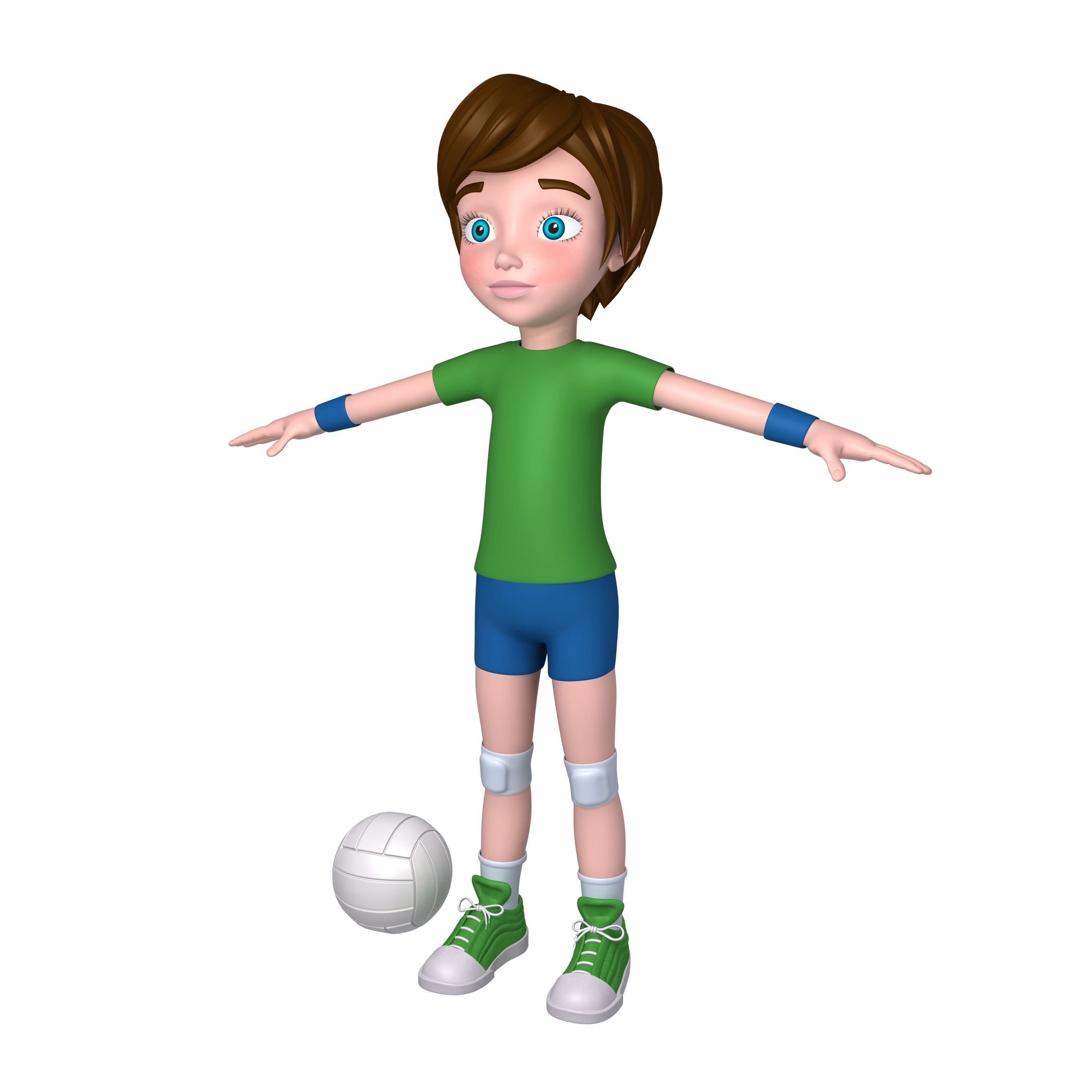 Volleyball Player Cartoon 3D model_3