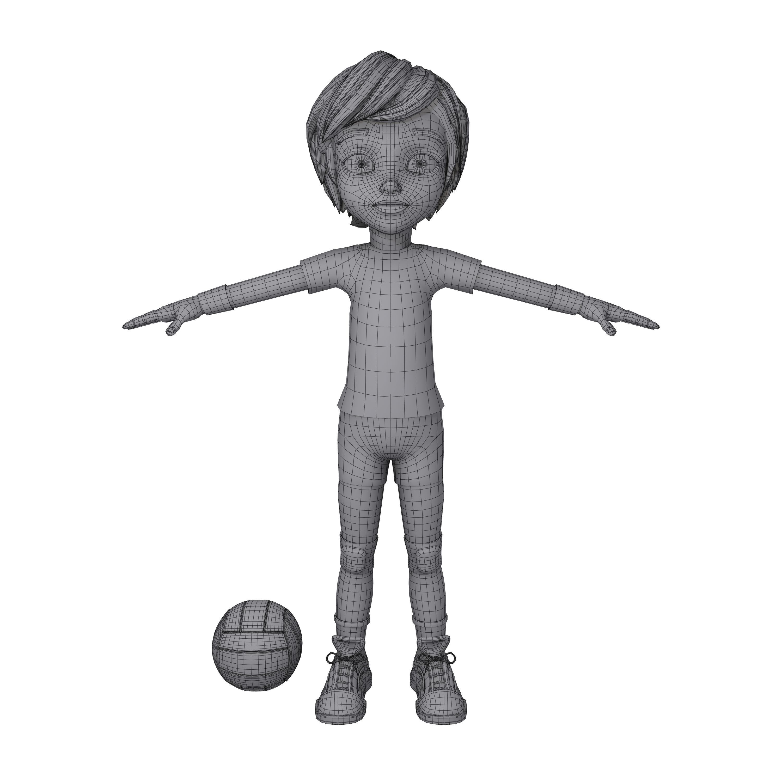 Volleyball Player Cartoon 3D model_4
