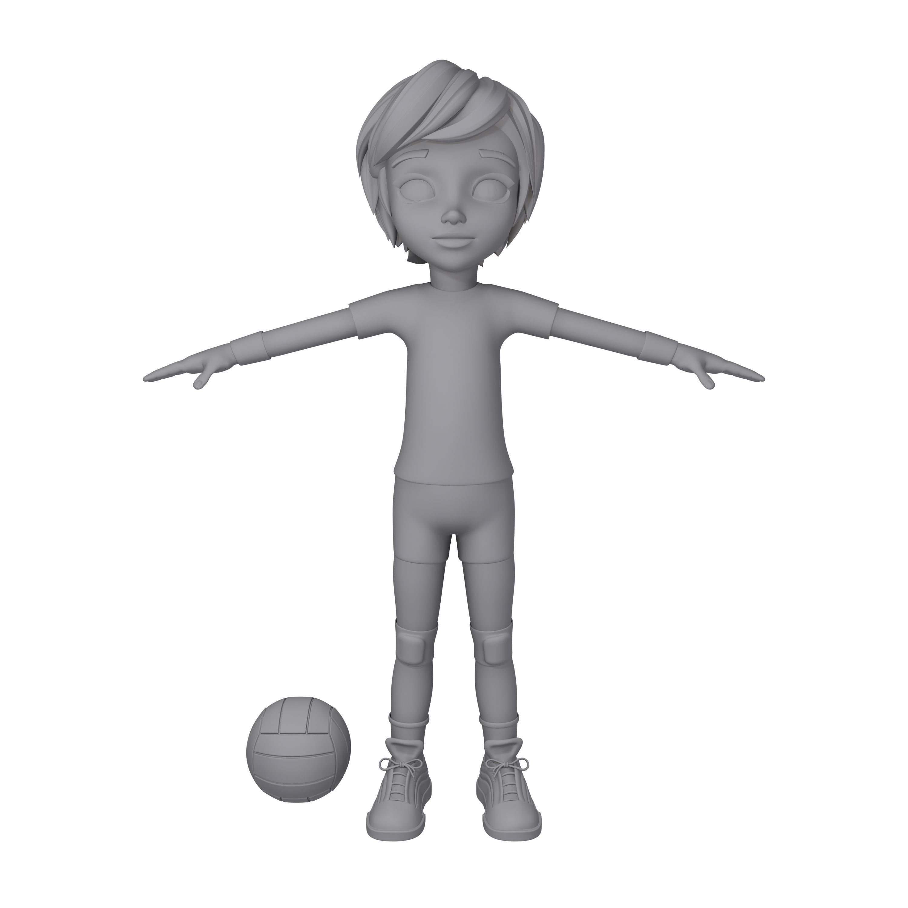 Volleyball Player Cartoon 3D model_8