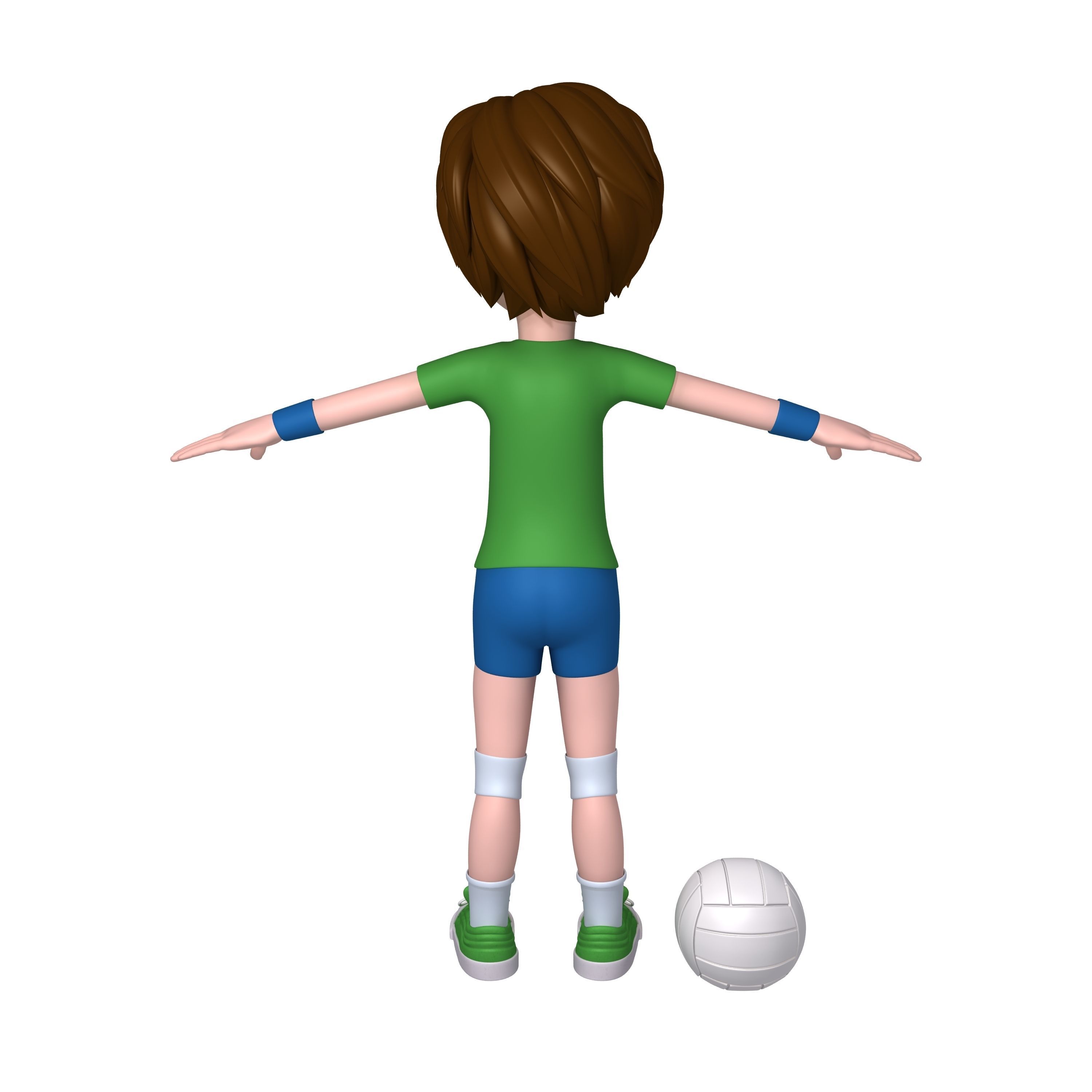 Volleyball Player Cartoon 3D model_2