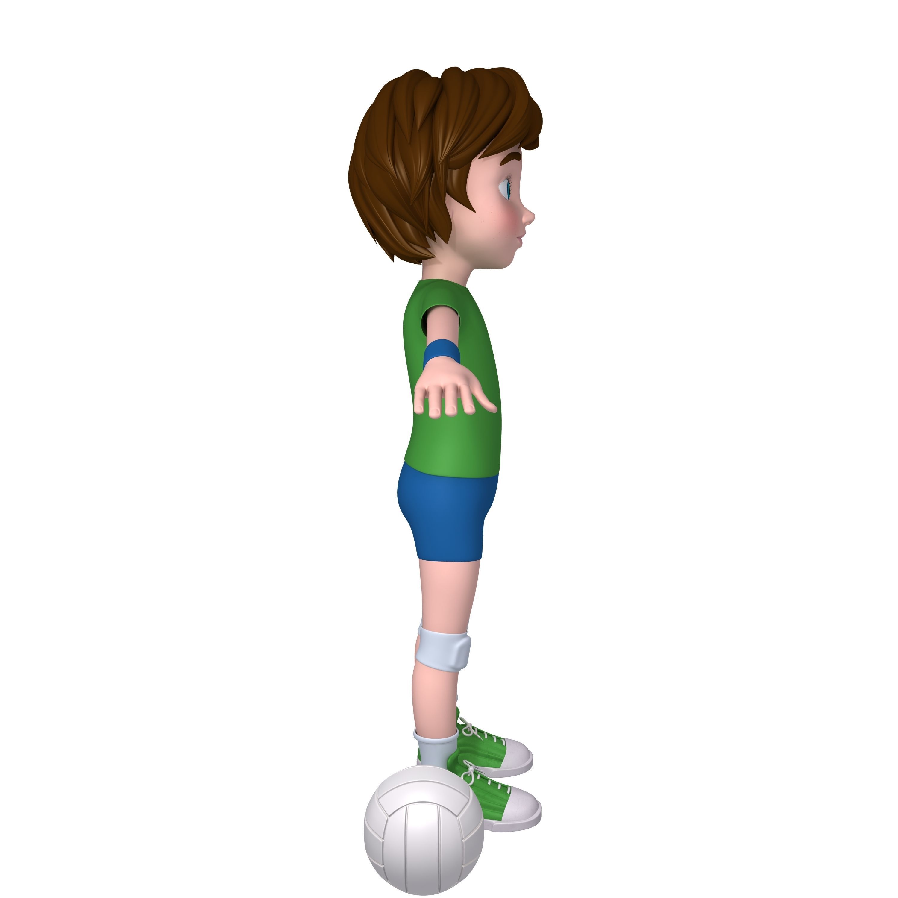 Volleyball Player Cartoon 3D model_1