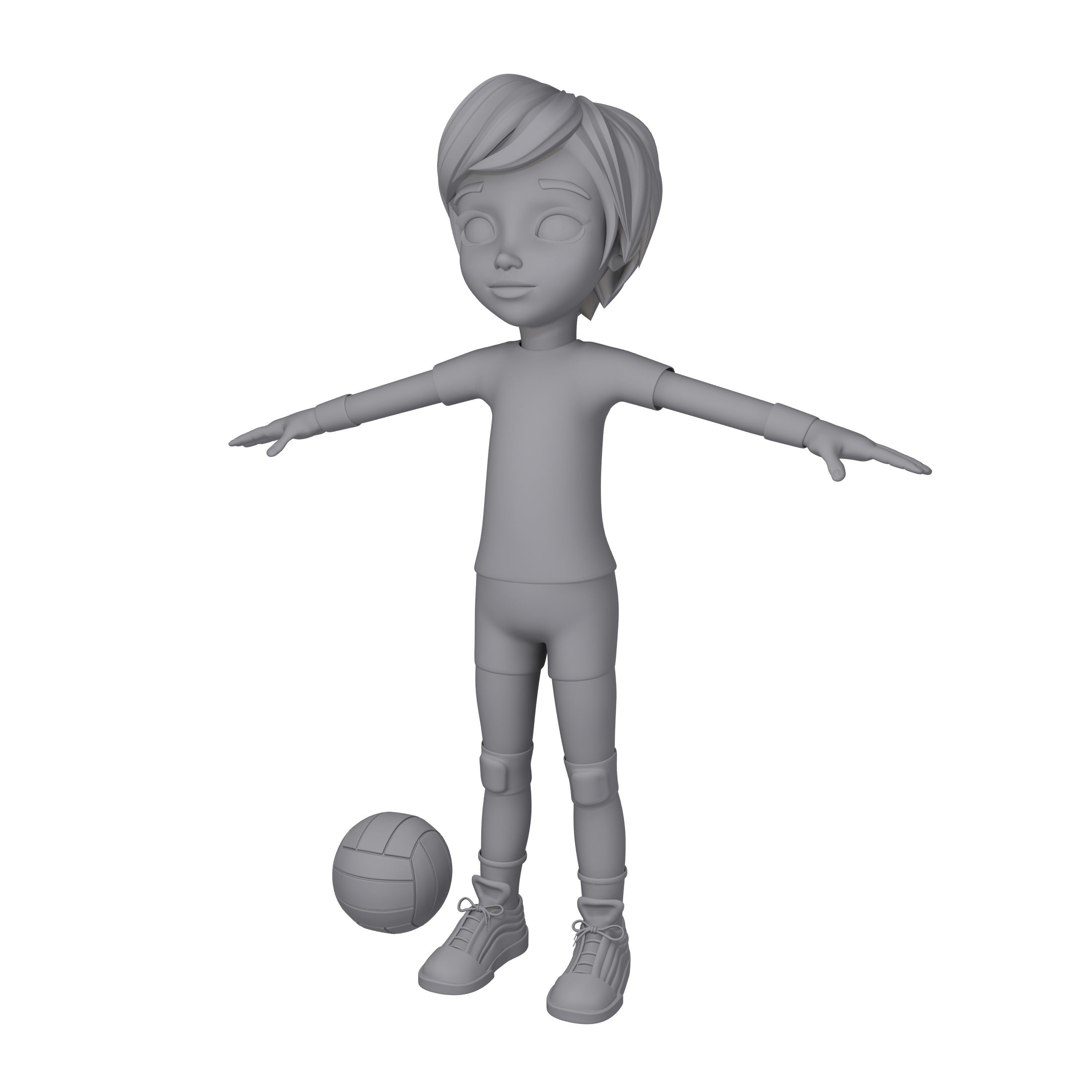 Volleyball Player Cartoon 3D model_11