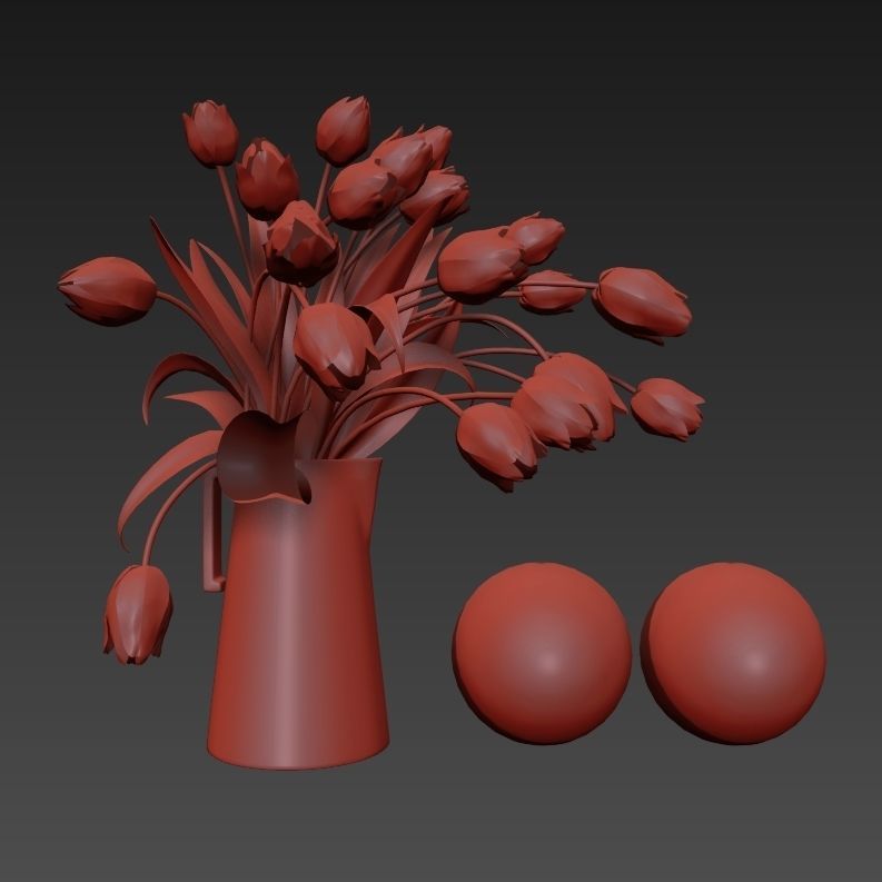 Tulips in vase 3D model_4