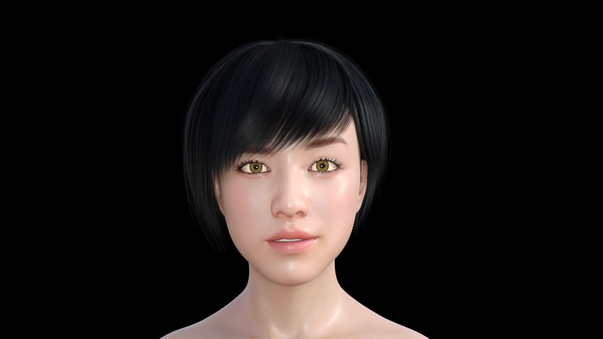 Girl Model woman with bald head 3D model_3