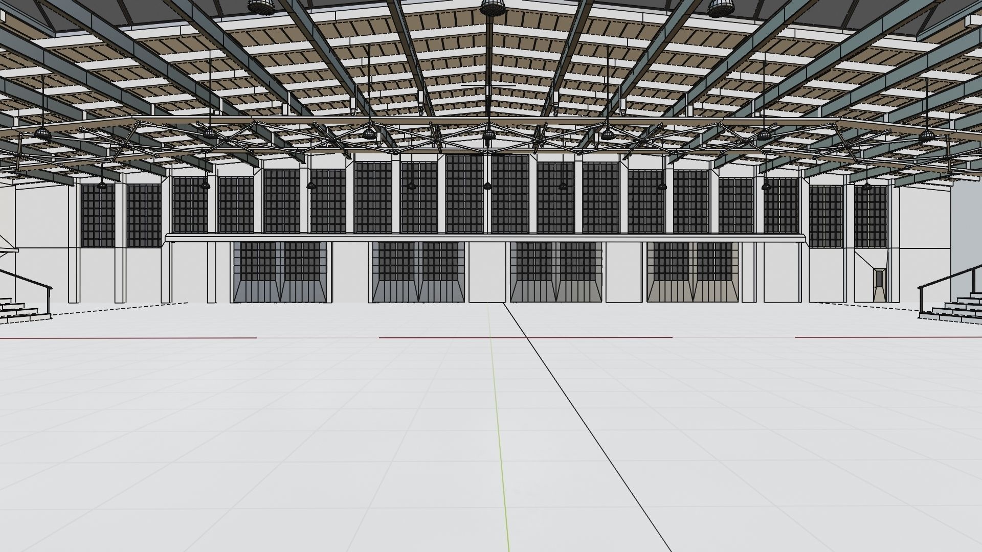 Industrial Hangar Hall Interior 5 Low-poly 3D model_18