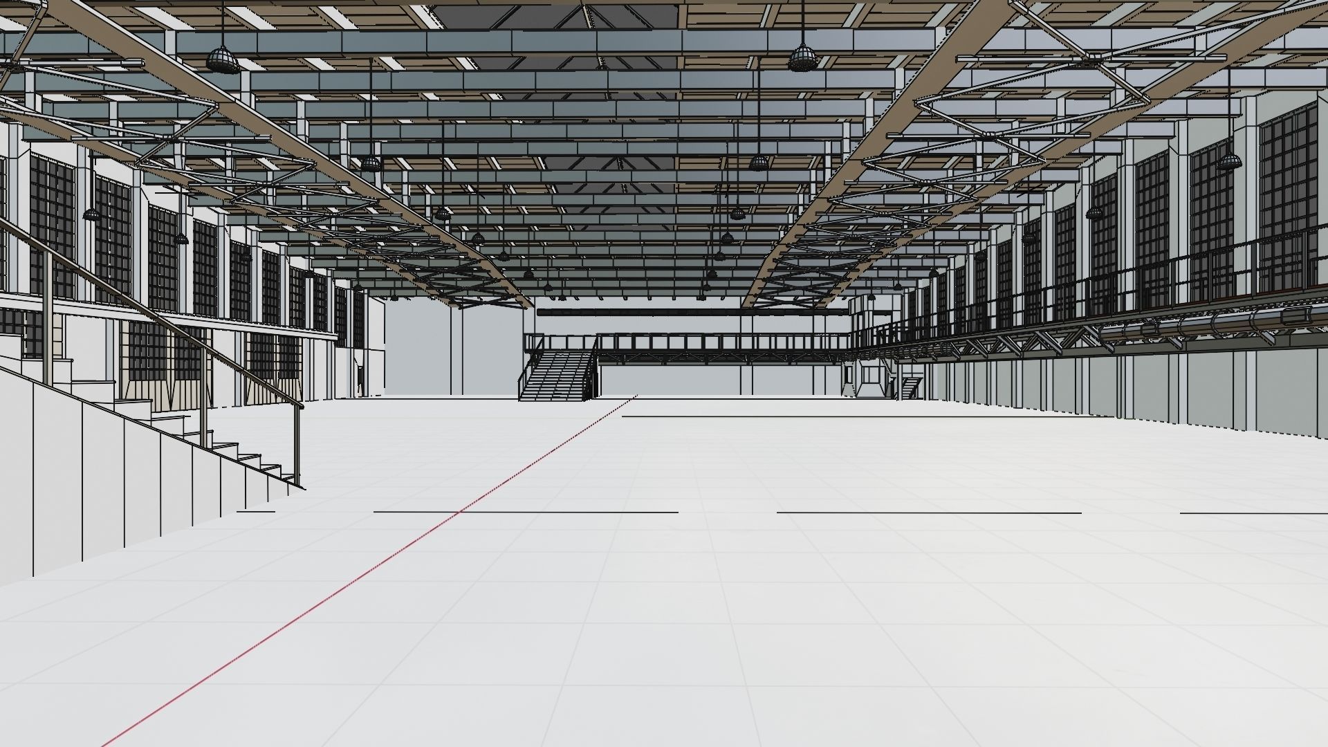 Industrial Hangar Hall Interior 5 Low-poly 3D model_16