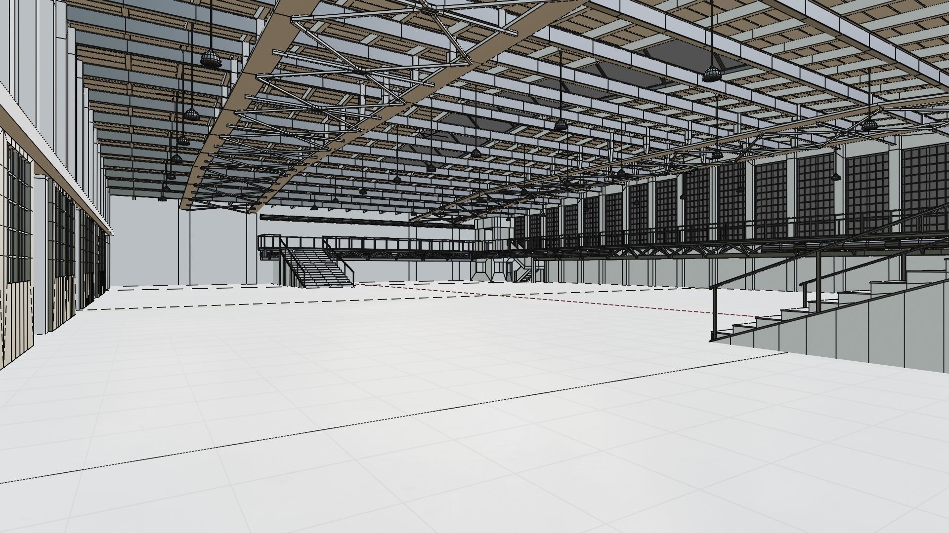 Industrial Hangar Hall Interior 5 Low-poly 3D model_15