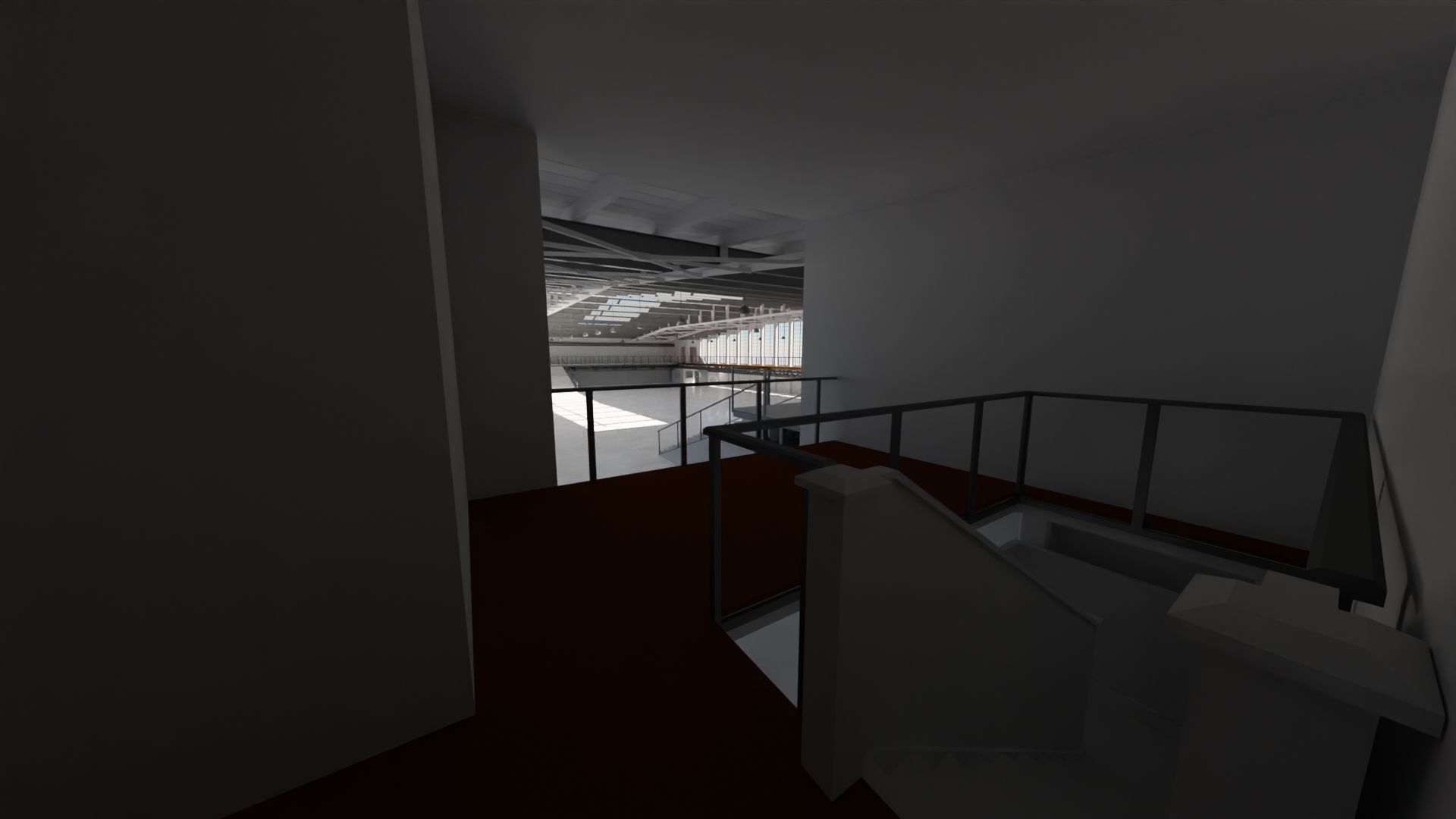 Industrial Hangar Hall Interior 5 Low-poly 3D model_9