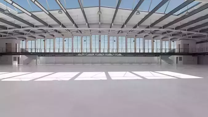 Industrial Hangar Hall Interior 5 Low-poly 3D model