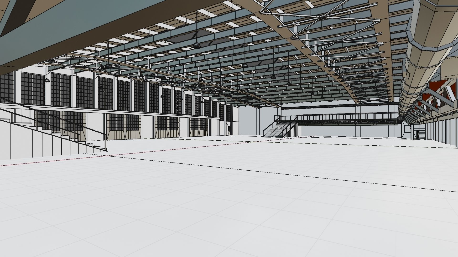 Industrial Hangar Hall Interior 5 Low-poly 3D model_17