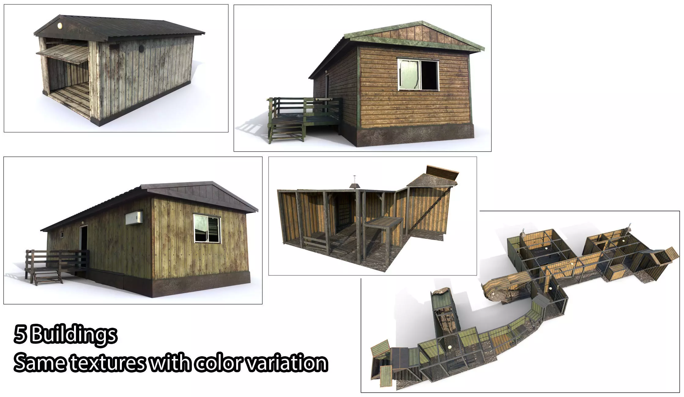 Abandoned Small House pack Low-poly 3D model