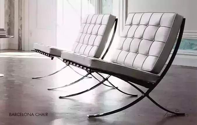 furniture two barcelona chairs