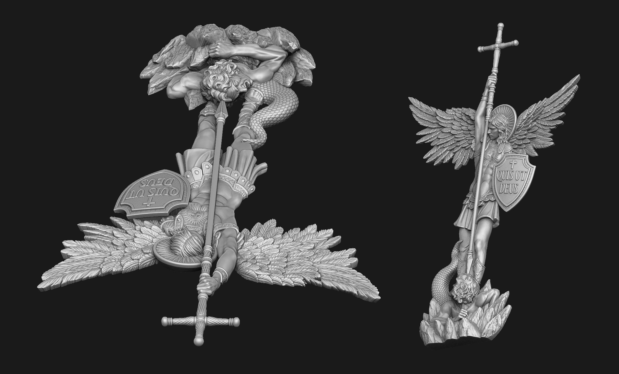 Archangel Michael Bas-Relief 3D print model_3
