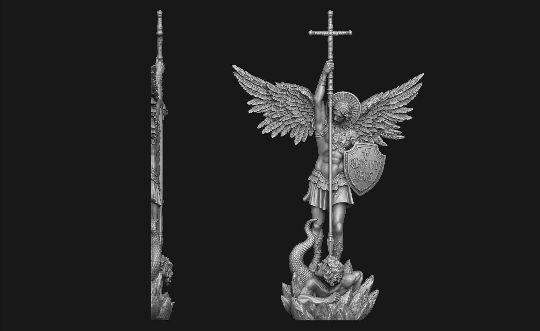 Archangel Michael Bas-Relief 3D print model_0