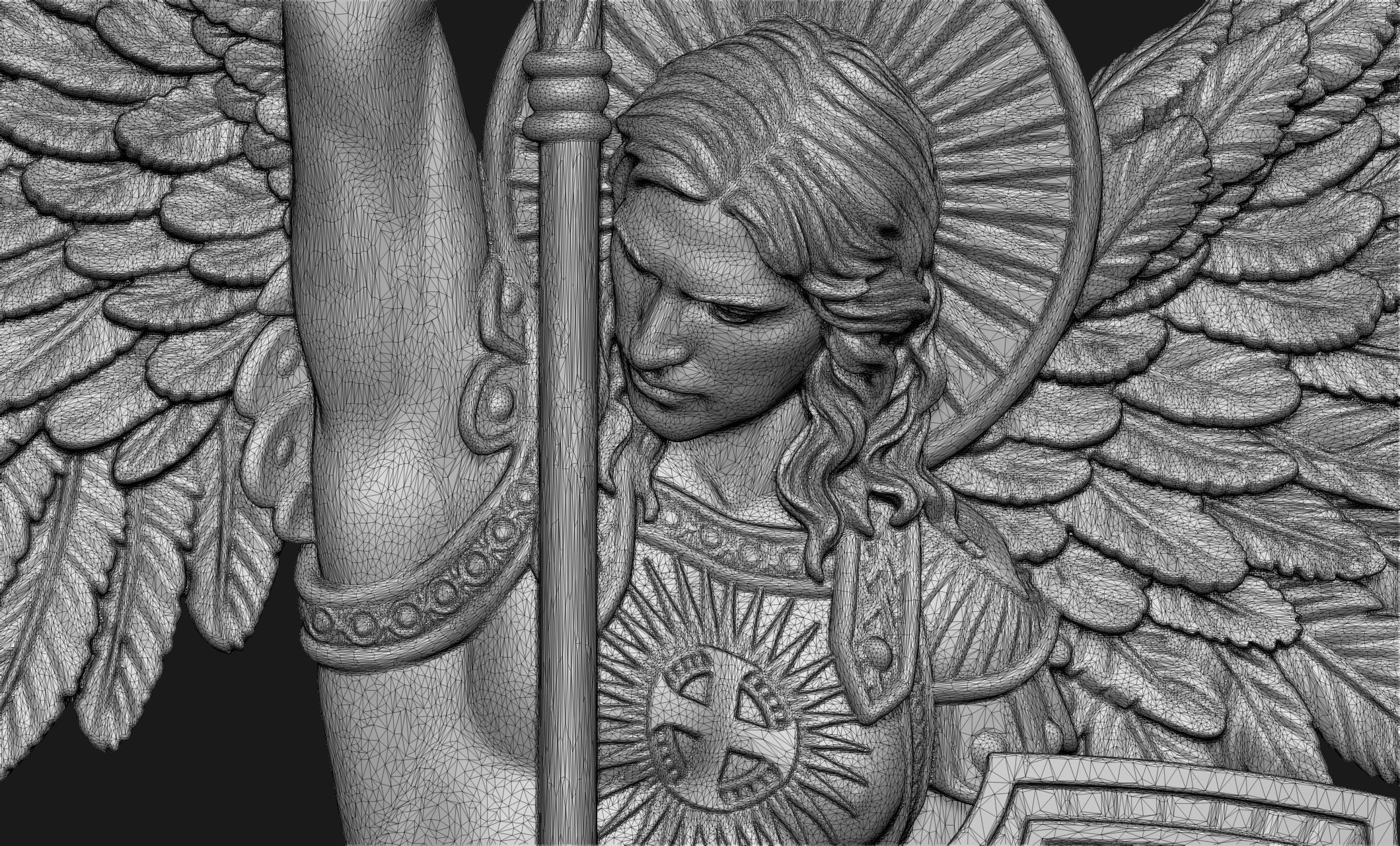 Archangel Michael Bas-Relief 3D print model_6