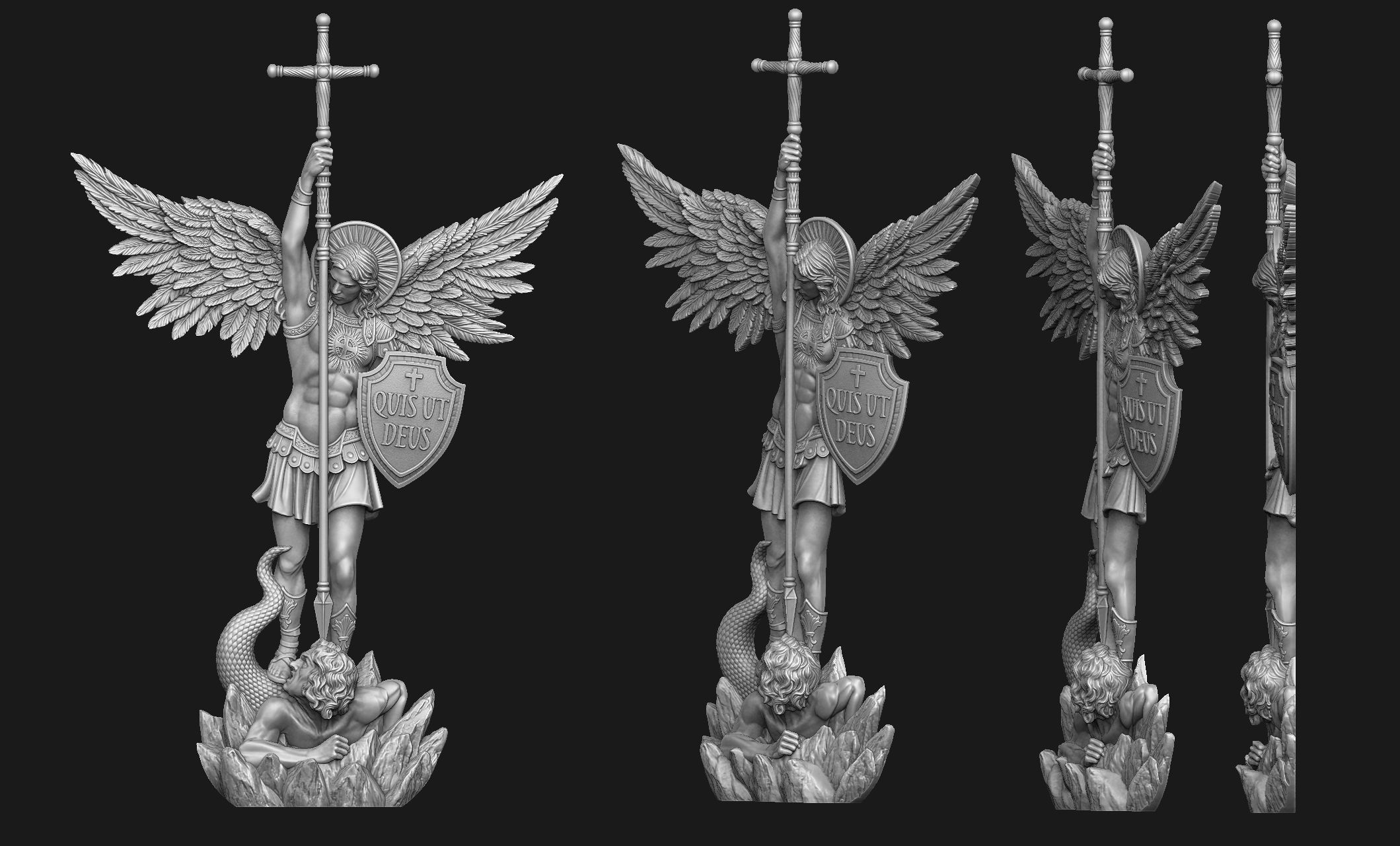 Archangel Michael Bas-Relief 3D print model_1
