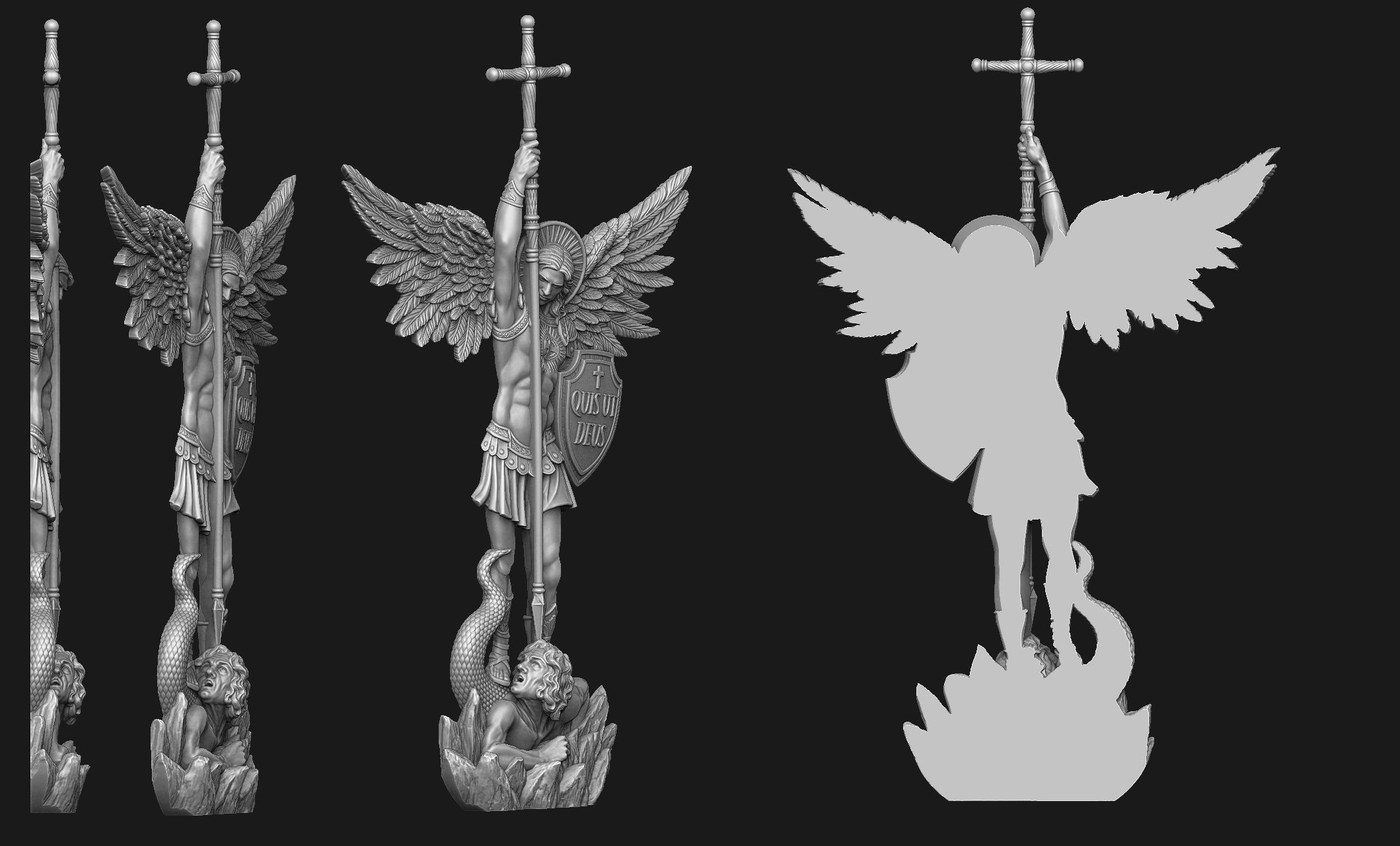 Archangel Michael Bas-Relief 3D print model_2