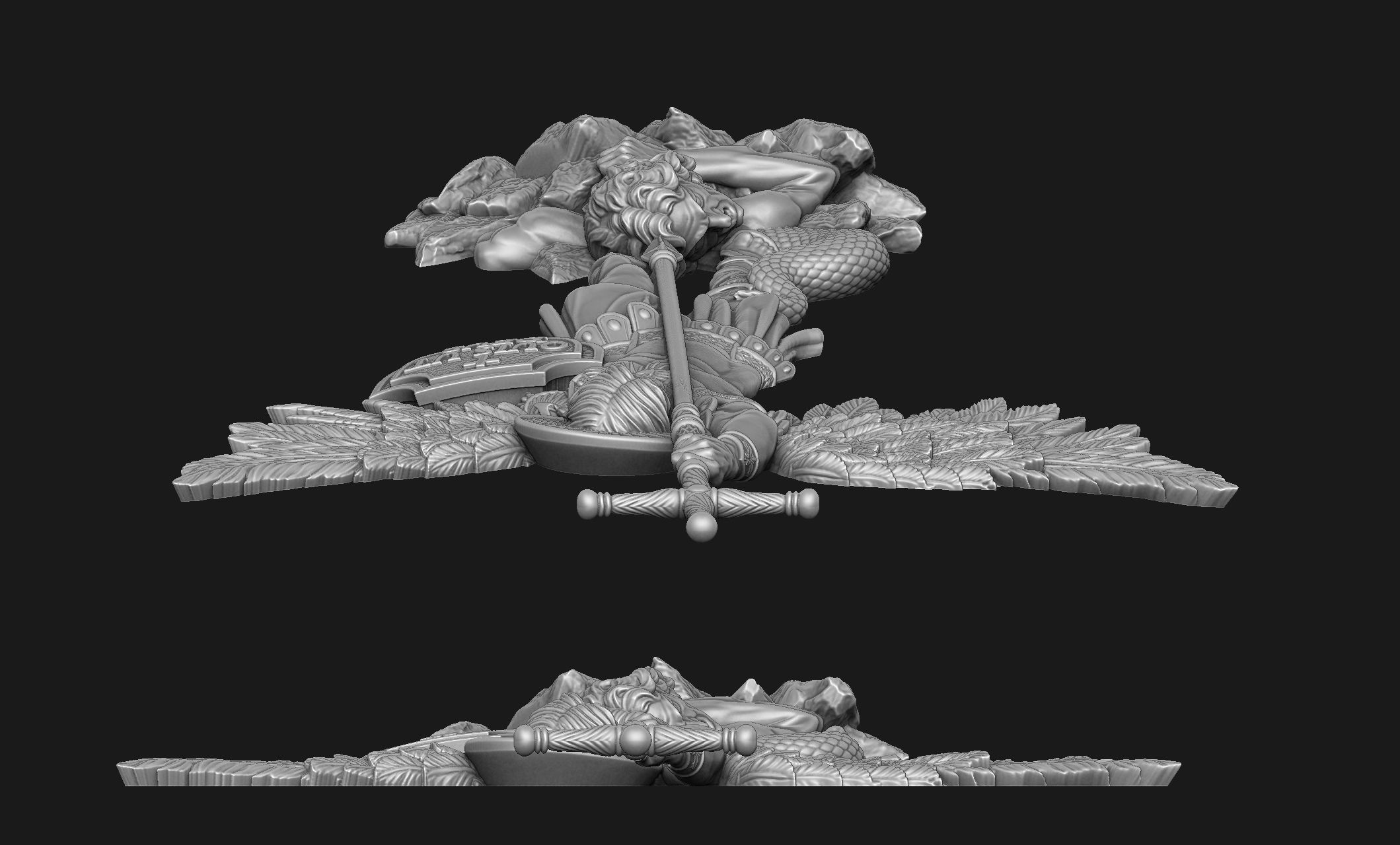 Archangel Michael Bas-Relief 3D print model_4