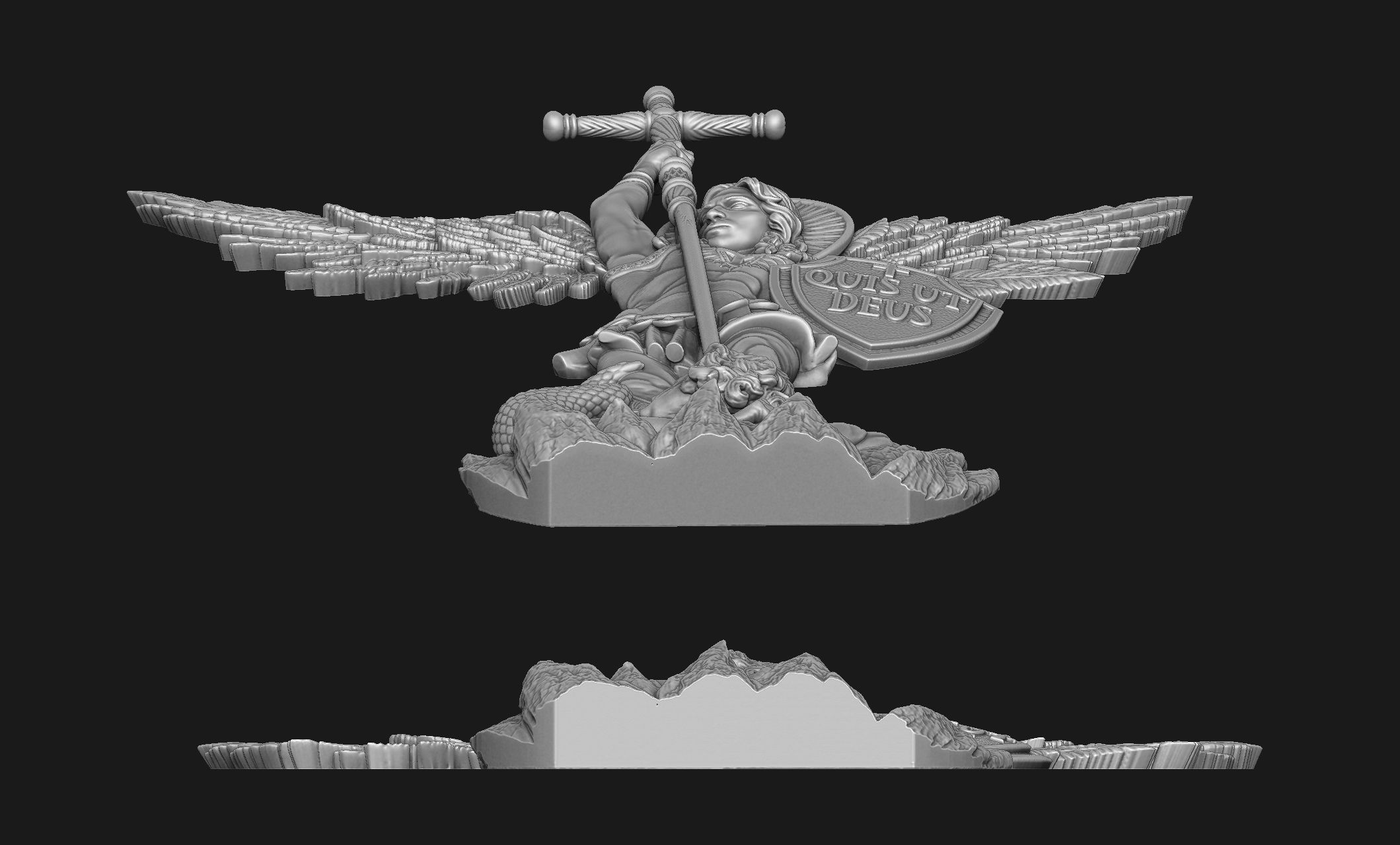 Archangel Michael Bas-Relief 3D print model_5