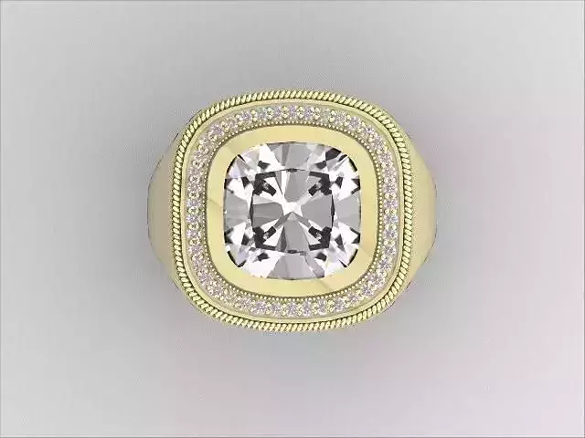 Large cusion cut diamond signat ring