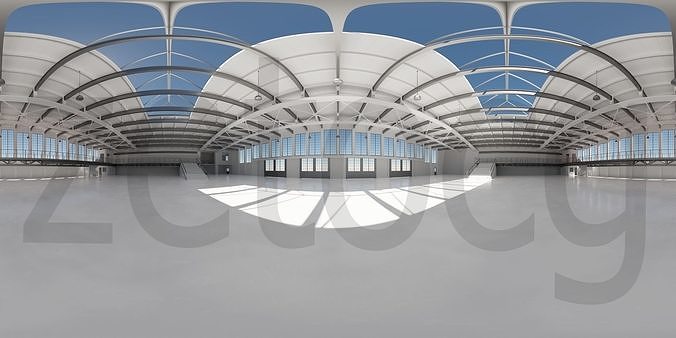 HDRI - Industrial Hangar Hall Interior 5 Texture