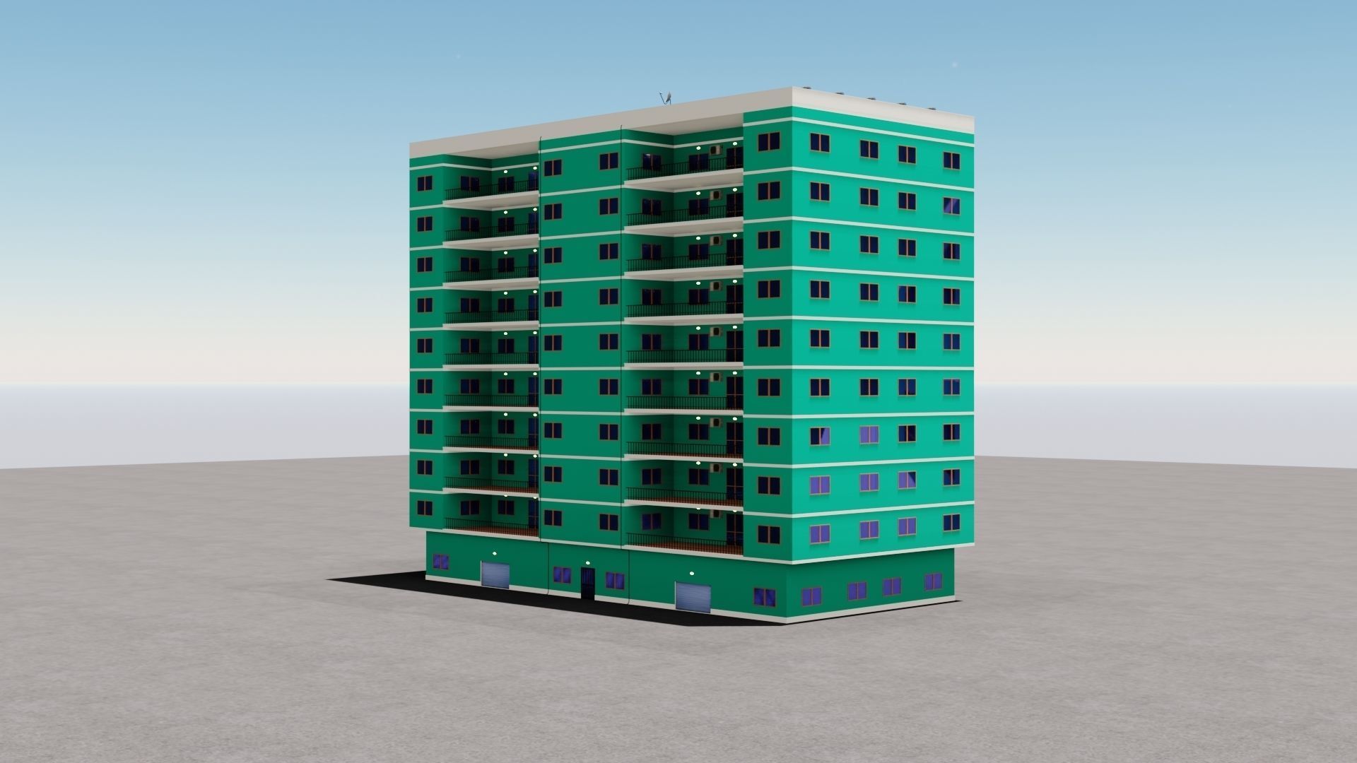 Realistic residential city building model 3D Low-poly 3D model_9
