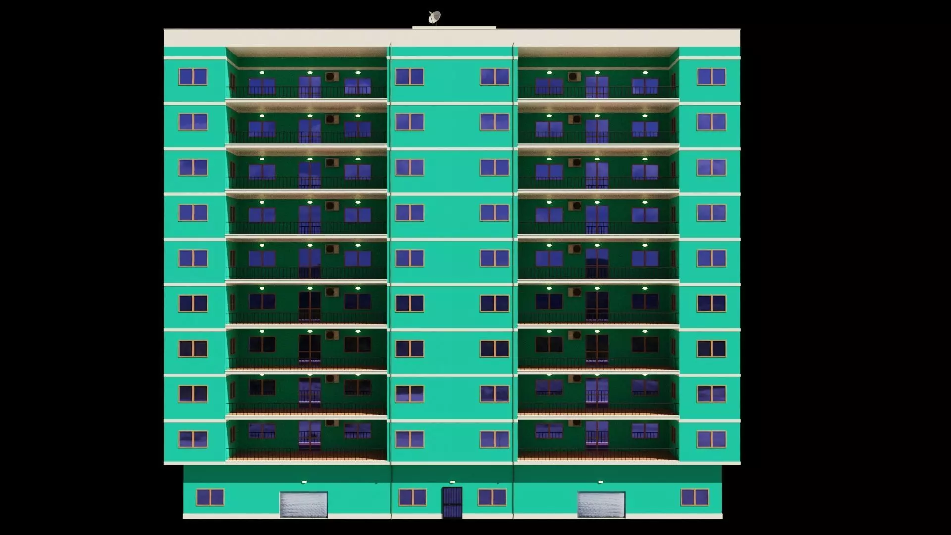 Realistic residential city building model 3D Low-poly 3D model_0