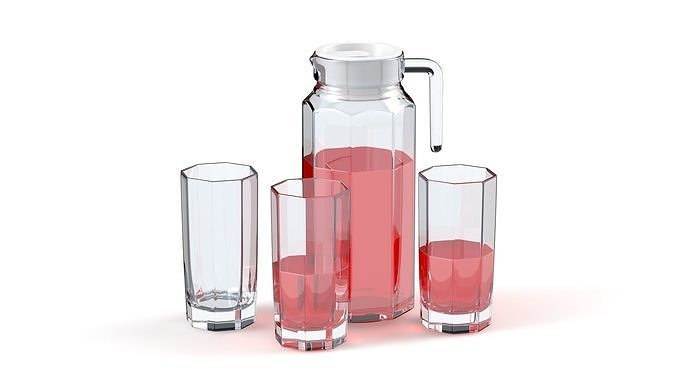 Jug and glass Low-poly 3D model 2