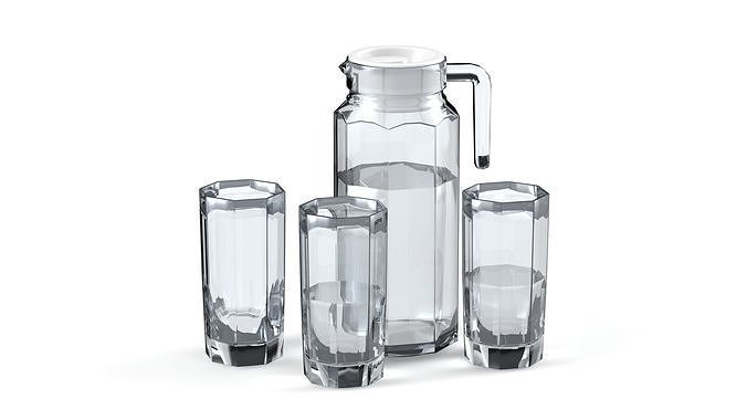 Jug and glass Low-poly 3D model 3