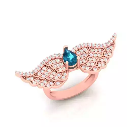 JCR 1002 Angel Wings Pear Cut Sterling Gold Ring