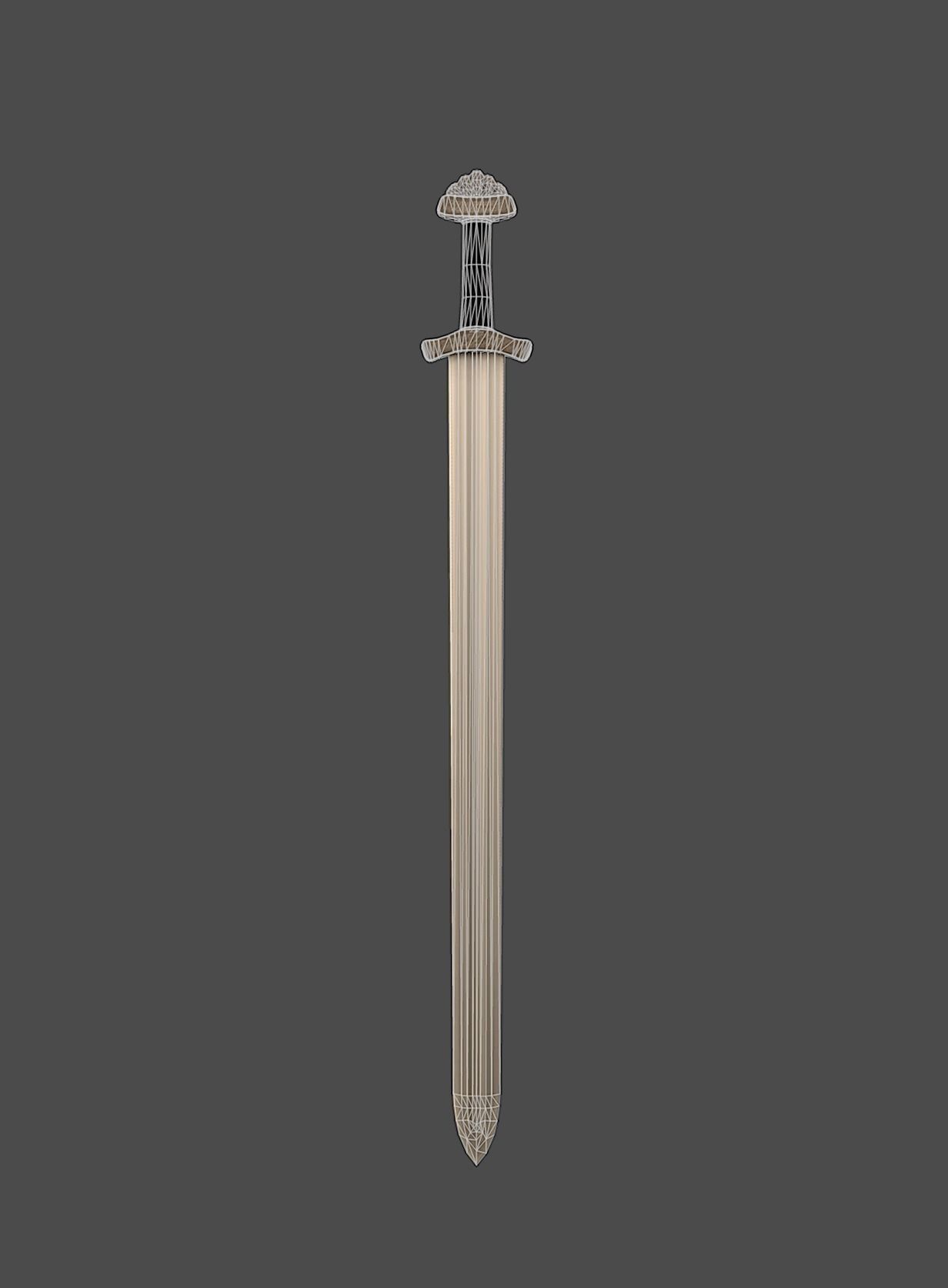 Viking Sword Low-poly 3D model_0
