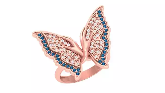 JCR 1005 Butterfly Sterling Gold Cocktail Ring