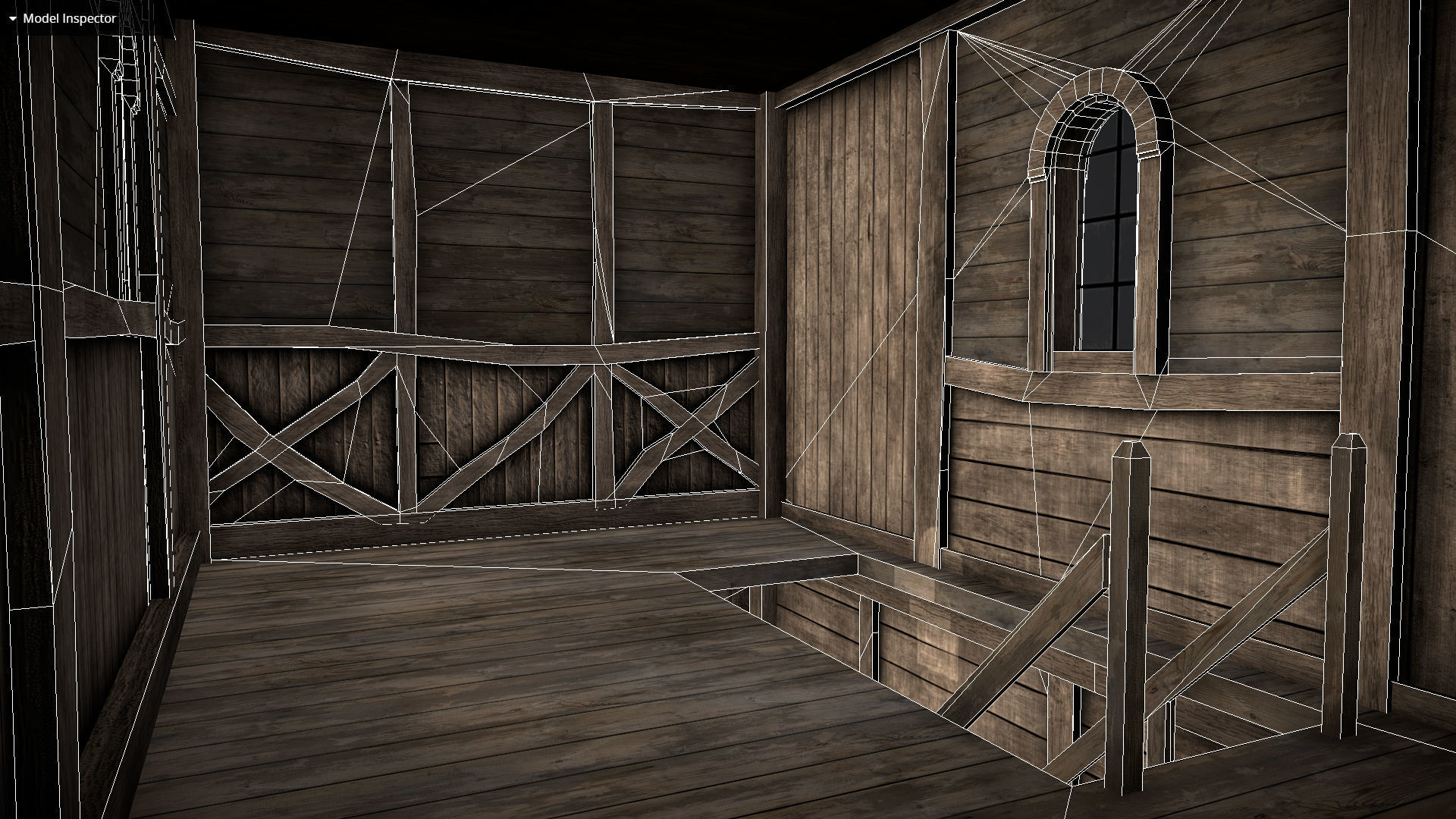 Medieval Lake Village - House 2 with interiors Low-poly 3D model_6