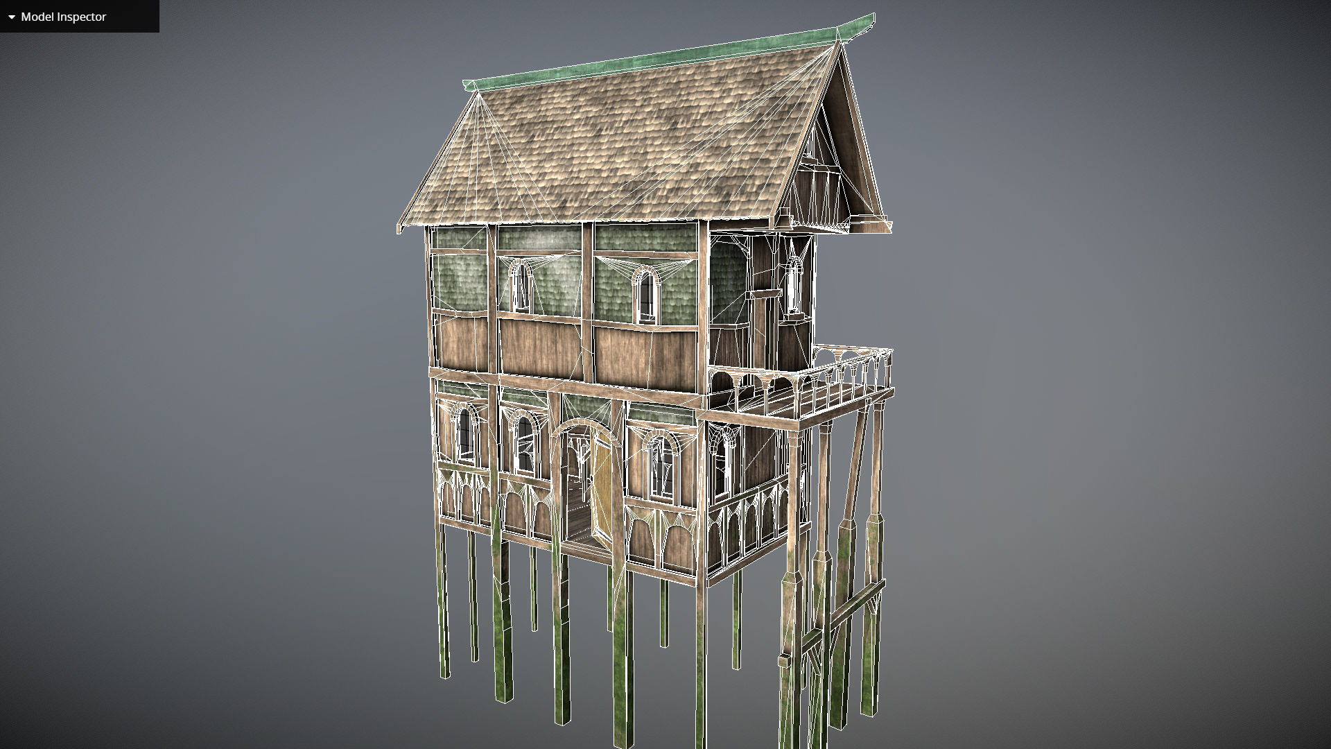 Medieval Lake Village - House 2 with interiors Low-poly 3D model_8