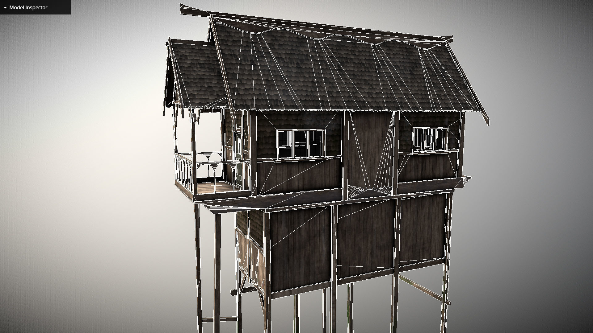 Medieval Lake Village - House 3 with interiors Low-poly 3D model_5