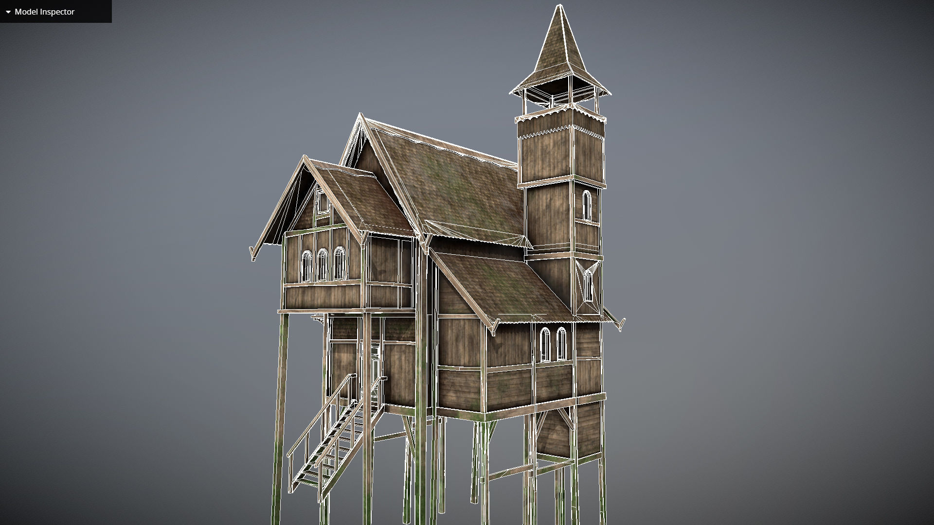 Medieval Lake Village - House 4 with interiors Low-poly 3D model_7