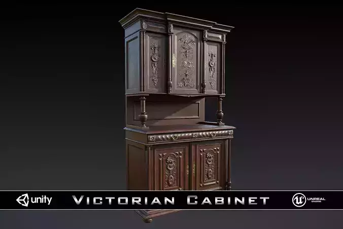 Victorian Antique Cabinet Low-poly 3D model
