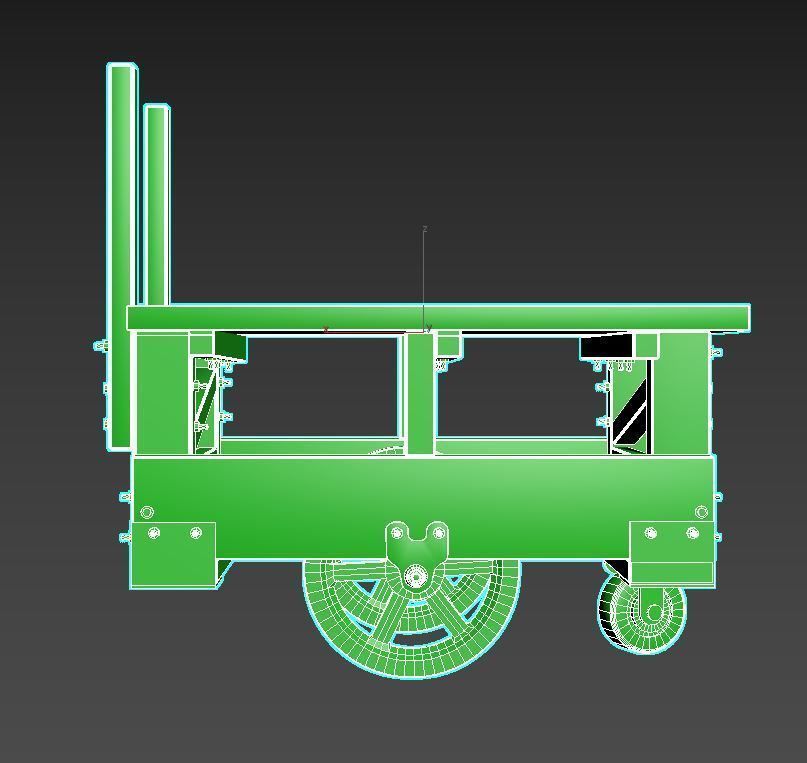 Old Factory Cart 3D model_10