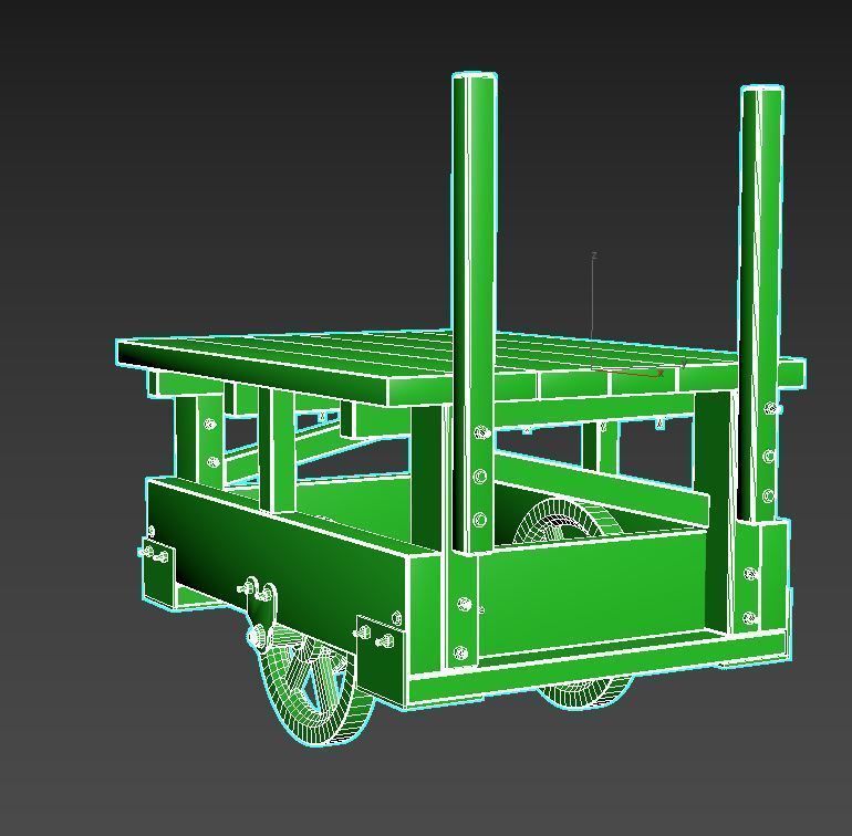 Old Factory Cart 3D model_11
