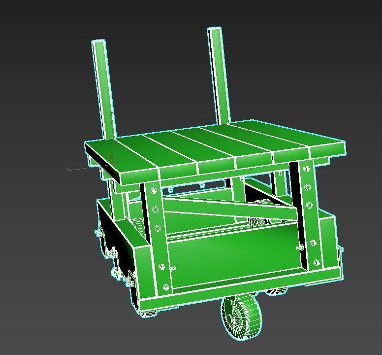 Old Factory Cart 3D model_13