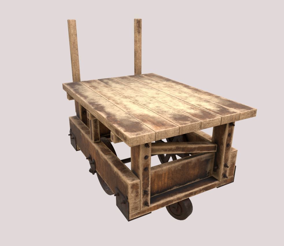Old Factory Cart 3D model_4