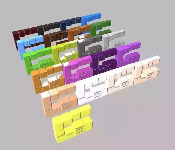 modular kitchen cupboards Low-poly 3D model Low-poly 3D model