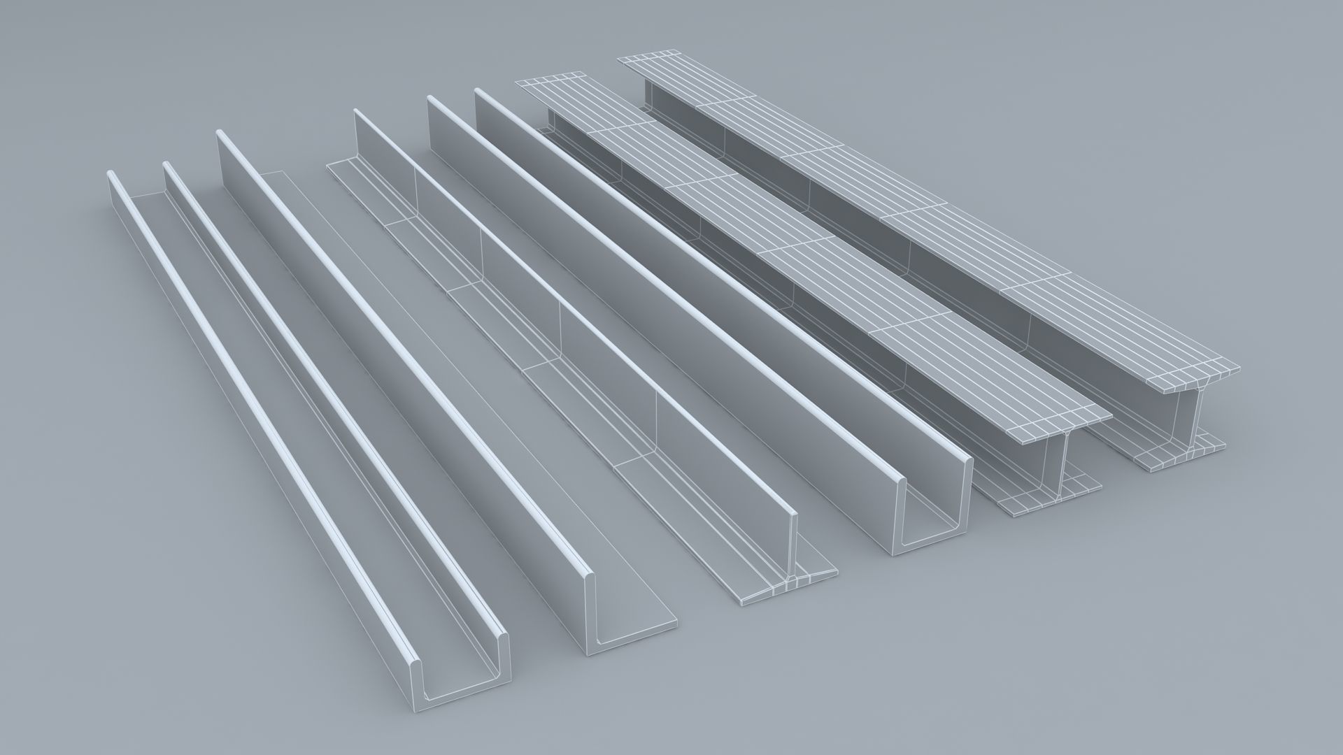 Steel Beam Sets 3D model_2
