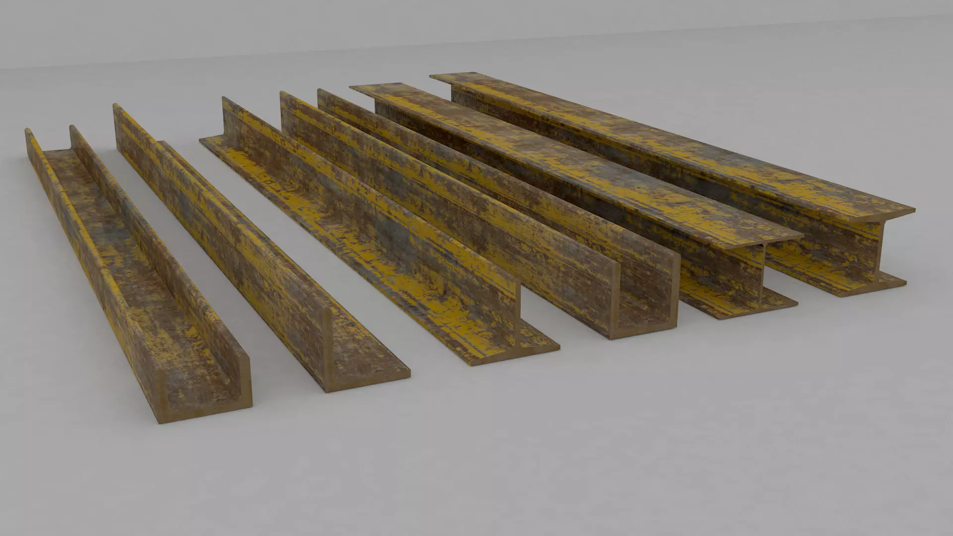 Steel Beam Sets 3D model_0