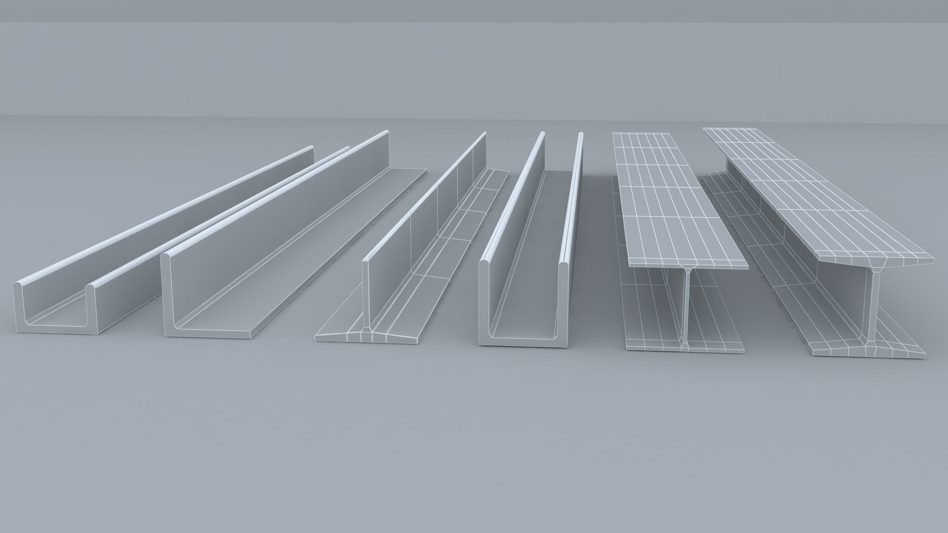 Steel Beam Sets 3D model_3