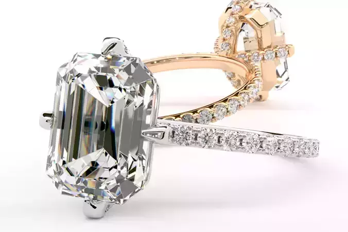 The Sutton Ring Emerald cut 10x8 mm 3D print model